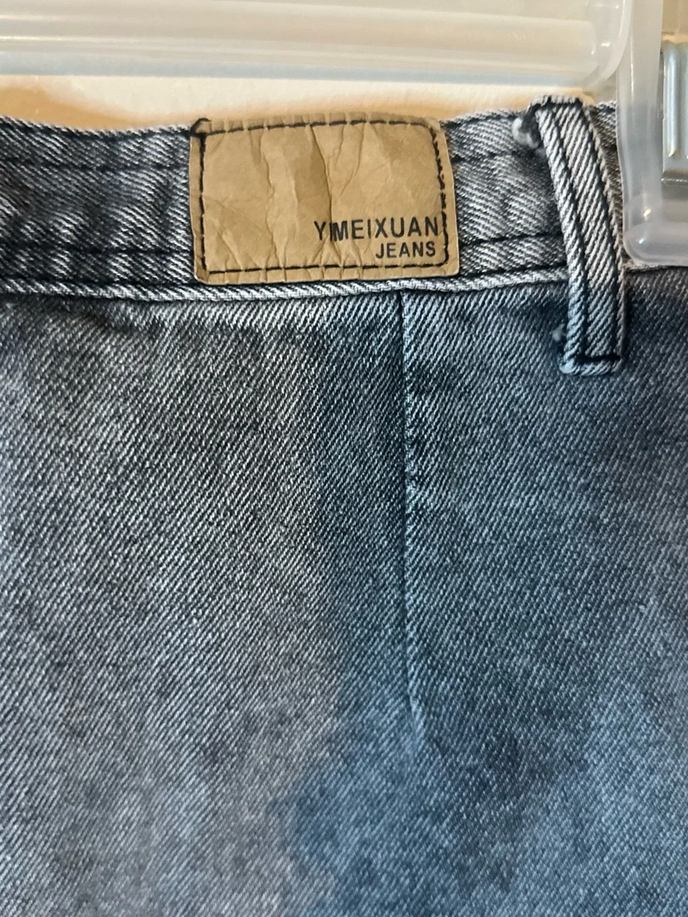 Classic Button-Front Denim Skirt in Washed Gray